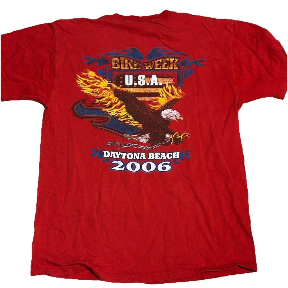 2006 Daytona Bike Week T-Shirt Men's M 20x26 Red Back‎ Hit